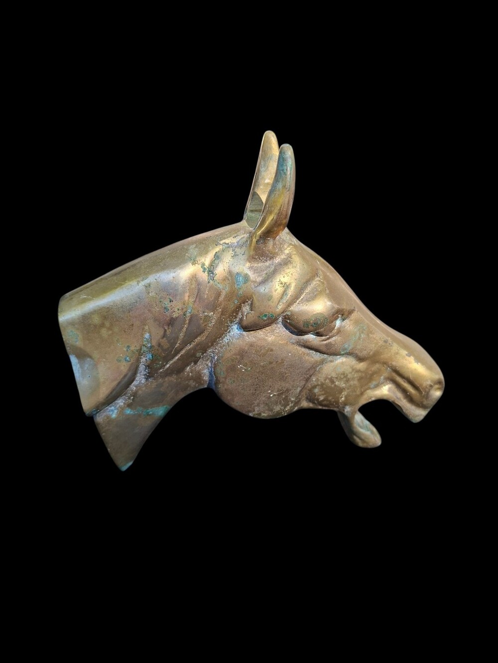 Vintage Brass Horse Head Wall Decoration Wall Mounting Animal Western Cowboy